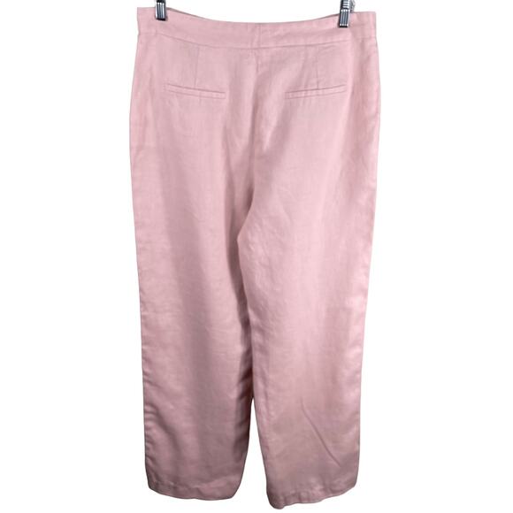 Zara Pink Linen Pants Large Women Flat Front Breathable Chic Comfort Summer Wear - Picture 2 of 8